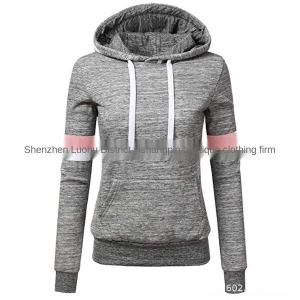 

flt1l женских полосатой фуфайки карманного рукава sweatshirtlong пуловер новые женщины с капюшоном спортивного полосатый пуловер толстовка s, Black