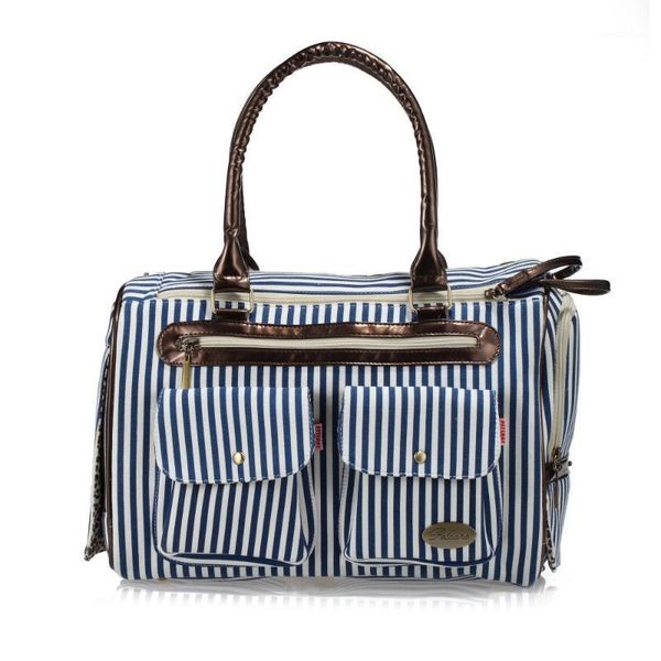 

blue thick striped canvas fashion pet dogs carrier bag fashion small puppy dogs bag1