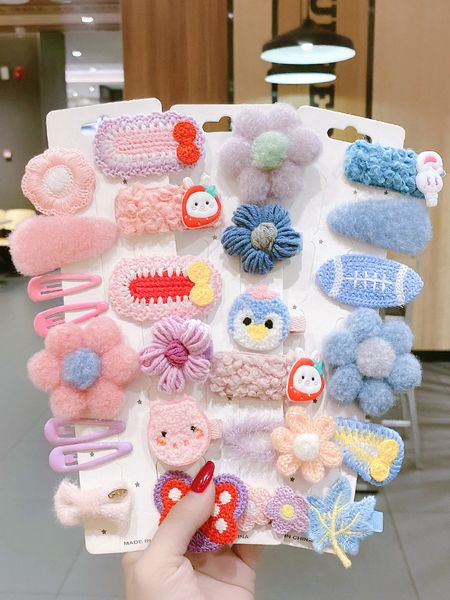 

korea 2020 new net red wool children princess girl baby hair accessories plush hairpin headdress clip