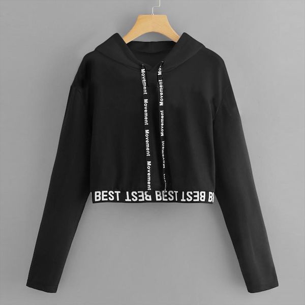 

oversized gothic women hoodies women print sweatshirt korean style streetwear cropped hoodie clothes autumn 2020 moleton, Black