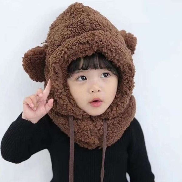 

boy's cap girl's children's ear hat autumn and winter, Red;brown