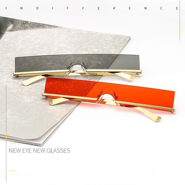 

sunglasses shauna fashion half rectangle frame small women brand designer ins popular one piece red shades men