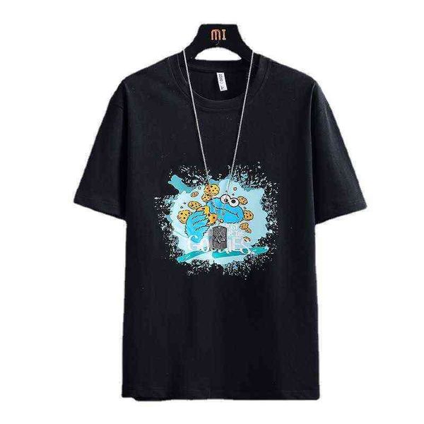 

t-shirt short sleeve summer men's 2021 fashion brand round neck white half loose cotton t-shirt wear, White;black