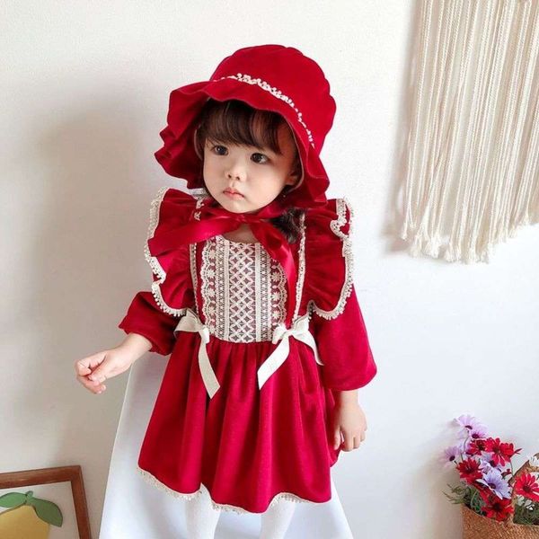 

winter suit and plush children's autumn net girl's new year's year red drs skirt wdk4, Red;yellow