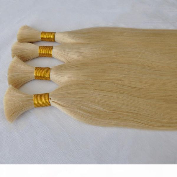 

thick bottom silk straight bulks no weft raw unprocessed human hair bulks for braiding hair 3 pcs lot blonde color 613#, Black