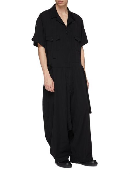 

men's pants short-sleeved overalls artist jumpsuit, Black