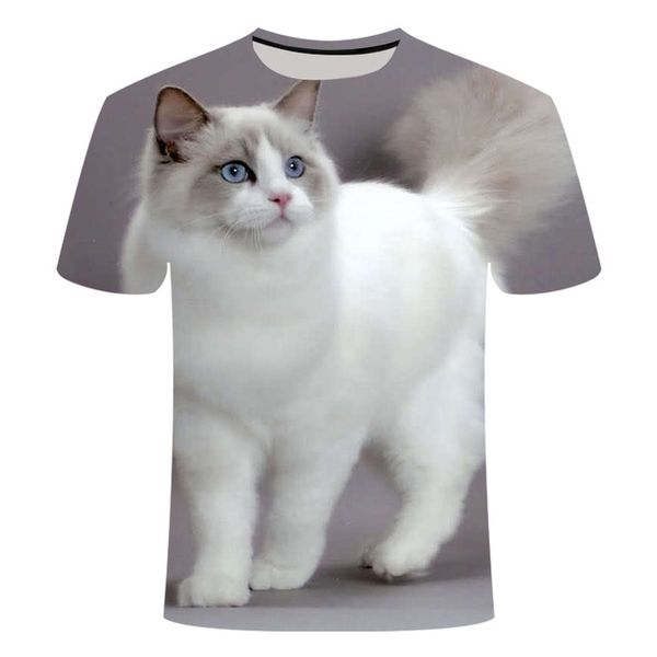

cat summer white cat 3d print shirts kawaii kawaii plus size men clothing