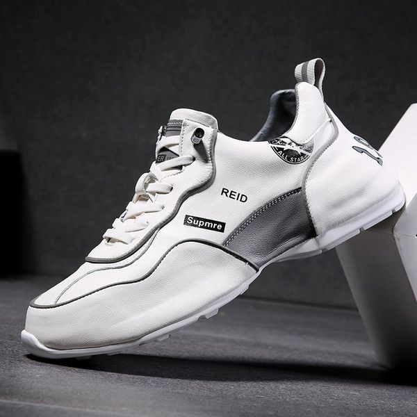 

new increased men sport shoes genuine leather men run shoes black zapatos de hombre light jogging chunky