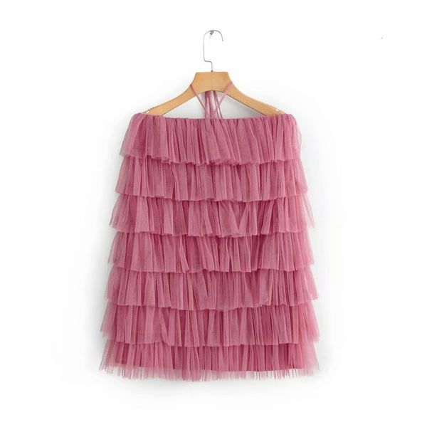 

mesh fashion women's new summer 2019 hanging neck layered cake dress a8bs9054, Black;gray