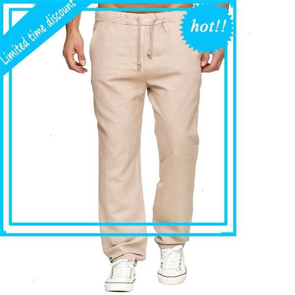 

men effects color linens elastic tree accord right casual long restore summer breathing male broek 2021, Black