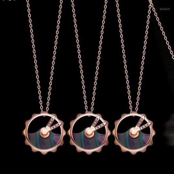 

other 18k gold real diamond women pendant necklaces round clock opal wedding party engagement anniversary birthday gift1, Silver