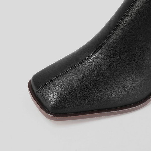 

2021 new pu leather knitting knee retro toe zipper women shoes square high heel fashion long boots size34-39 safc, Black