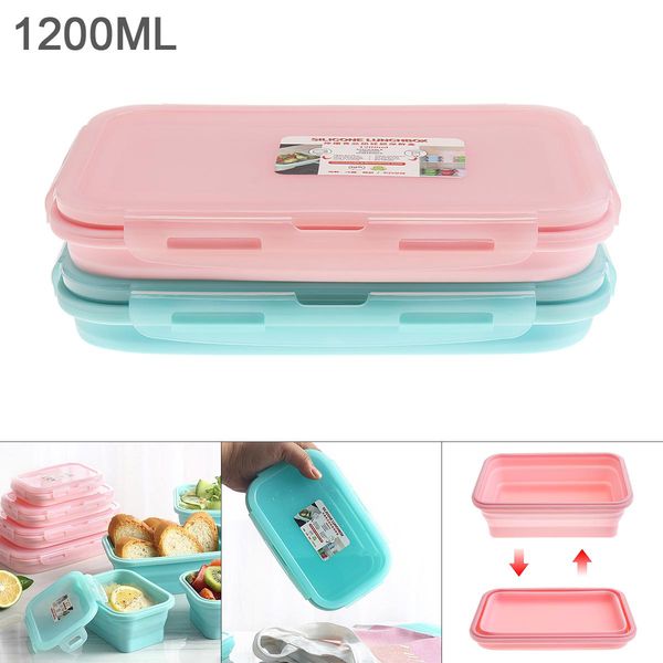 

1200ml 8 inch 2 colors portable rectangle silicone scalable folding lunchbox bento box for 40 230 centigrade bbyljo lg2010
