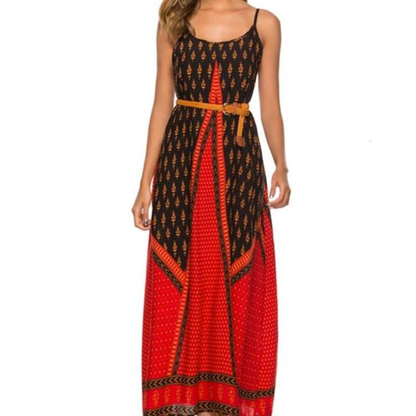 

holiday print dress beach ethnic suspender, Black;gray