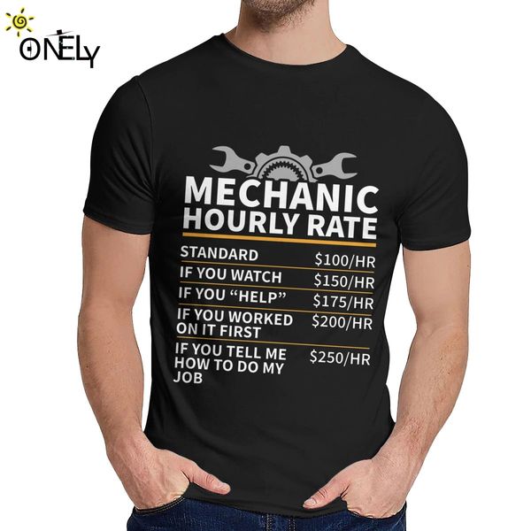 

sport round collar mechanic hourly rate car fix engineer t shirt vintage men soft la camiseta sale