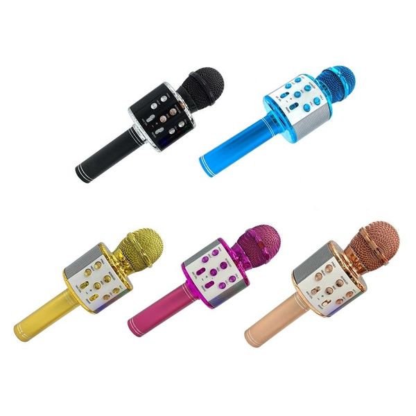 

microphones karaoke microphone for kids adults, wireless 4 in 1 handheld bluetooth with led lights, portable smartphone