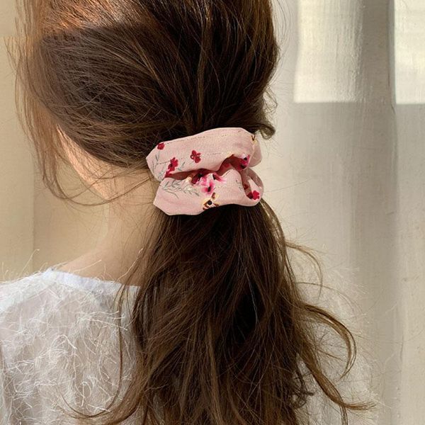 

korea satin hair rope ring girls sweet scrunchies floral print rubber band elastic ponytail hold headband women hair accessories q bbyaha