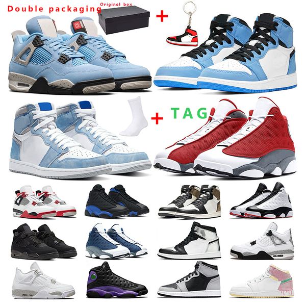 

men athletic basketball shoes 13s red flint hyper royal 1s university blue 4s white oreo cement black cat women sport sneaker trainer outddo