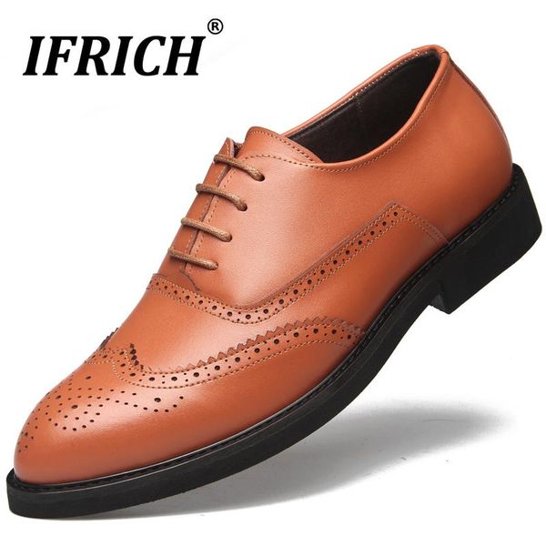 

2020 весна осень brogue мужчины брога black men оксфорды платье остроконечные toe мужской свадебных туфель марка формальные мужские