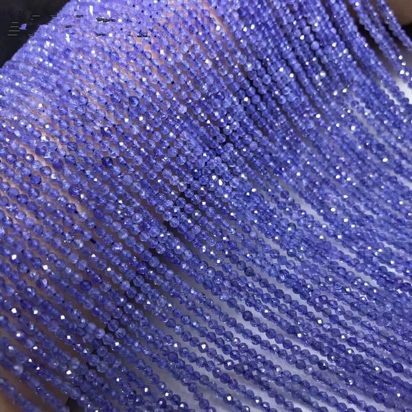

5/7a loose blue tanzanite round faceted 2/3mm nature beads for making jewelry necklace 14inch fppj wholesale, Silver