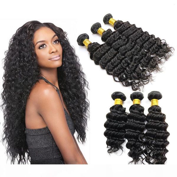 

remy hair deep wave 5 6 pcs indian brazilian malaysian peruvian cambodian deep wave remy hair 5 6 bundles human hair extensions, Black