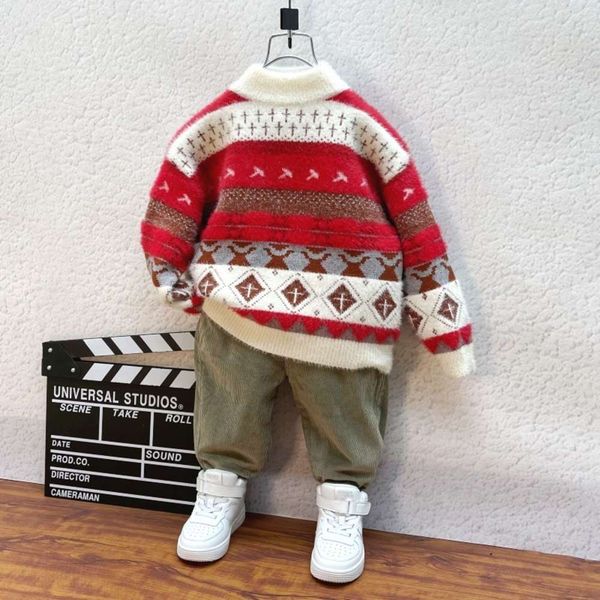 

clothing 2020 autumn children's winter plush new and thickened christmas sweater 39be, Blue