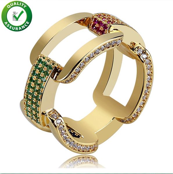 

mens gold rings promise diamond ring hip hop jewelry luxury designer brand iced out finger ring micro paved cz punk gift for men, Golden;silver