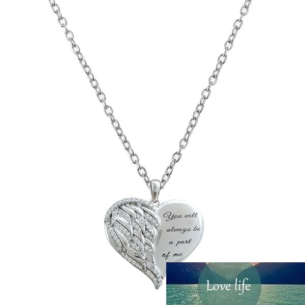 

simple love wings with white diamond pendant necklace, Silver
