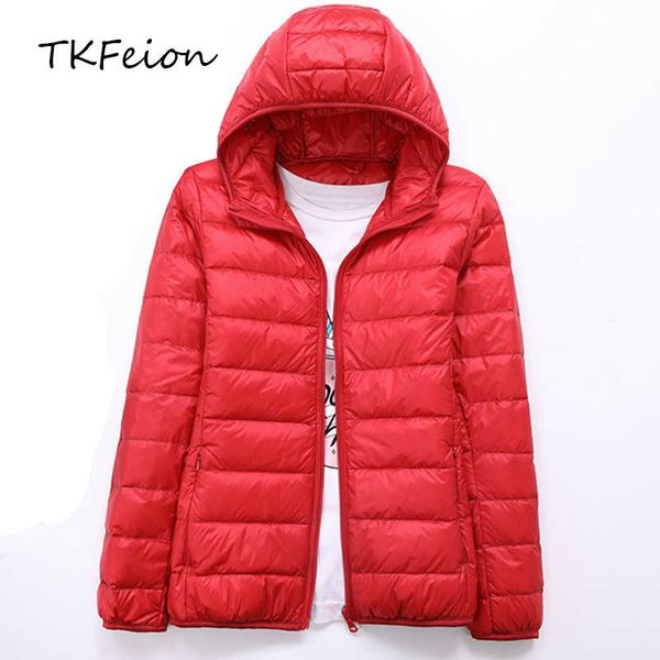 

womens autumn jackets fashion ultra-thin with hooded ladies slim coats plus size 4xl 5xl 6xl 90% duck down female coat 201017, Black;brown