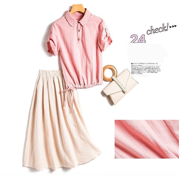 

wjtbm cotton mqp3v shirt shirt suit skirt two piece linen new summer 2020 women's fashion western style suit skirt 4364 set, Gray