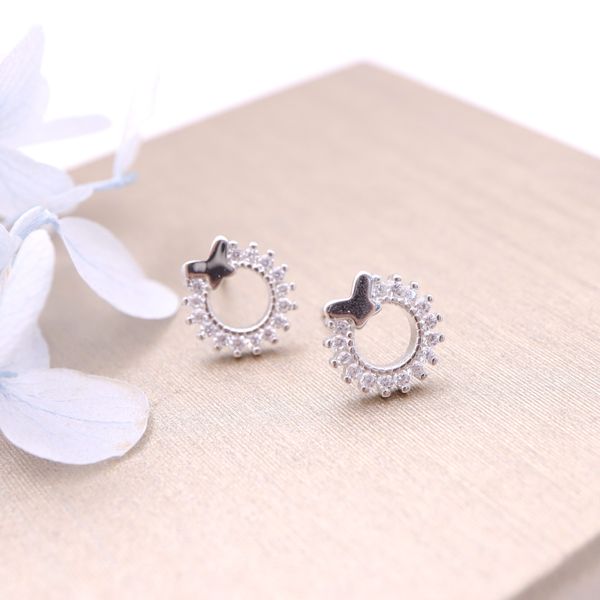 

hengsheng s925 silver cross-border one product dropshipping butterfly loop fashion korean style simple zircon stud earrings for women, Golden