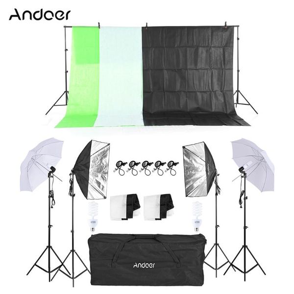 

andoer pgraphy kit soft light umbrella softbox bulb p backdrop stand light stand fish-like mount clip for p studio