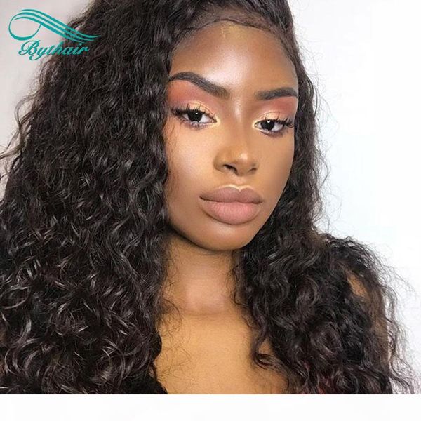 

bythair natural wave 360 lace frontal wigs lace front human hair wigs pre plucked with baby hair virgin brazilian full lace wig, Black