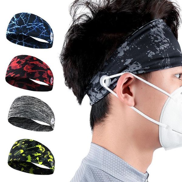 

elastic anti sweat masks hanging ears button hair band multifunctional headscarf yoga sports wide headband s bbyrch