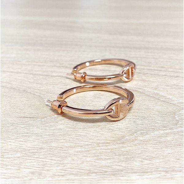 

stainless steel hoop rose gold earrings exaggerated large round buckle hoop earring for women jewelry accessories gift with, Golden;silver