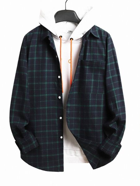 

men plaid print shirt without hoodie 96lc#, White;black