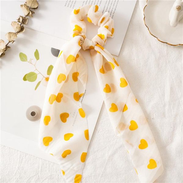 

women ponytail hair ties scarf elastic hair rope for women hair bow ties scrunchies bands peach heart print ribbon hairband q bbyybr, Black;gray