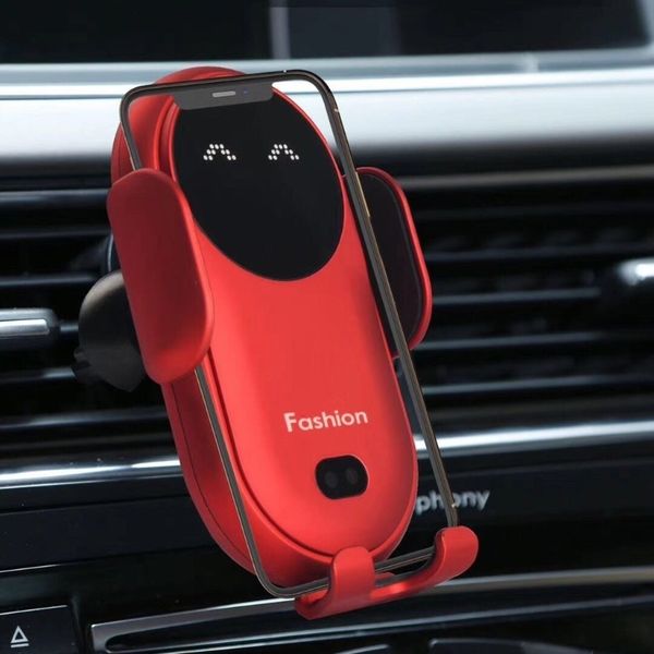 

car air vent infrared sensor automatic clamping 10w qi wireless charger mount phone holder for -iphone -samsung hua-wei