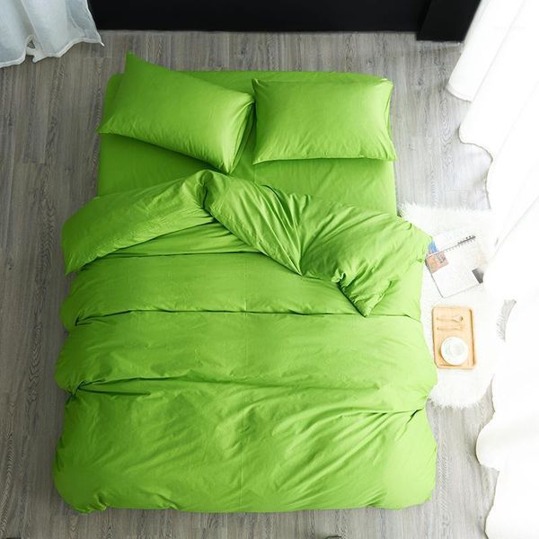 

bedding sets japanese simple style 3/4pc cotton solid color green pink fitted sheet sabanas set twin/full/ size a1