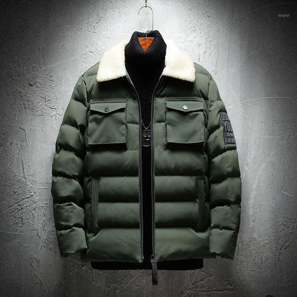 

men's down & parkas plus size 4xl 5xl 6xl 7xl men turn collar winter 971, Black