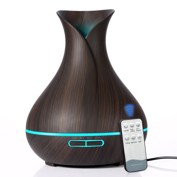 

remote control 550ml aroma essential oil diffuser with wood grain 7 color changing led lights for office home 1012