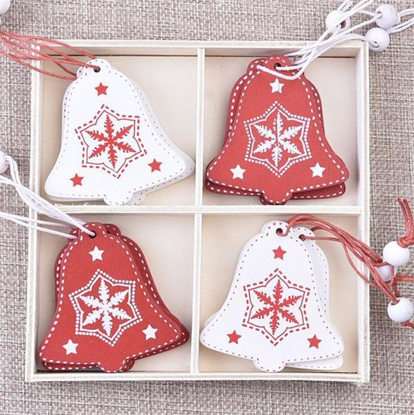 

christmas decoration pendant 12pcs/box wooden christmas tree toy home decoration tree home party wedding gift box hot