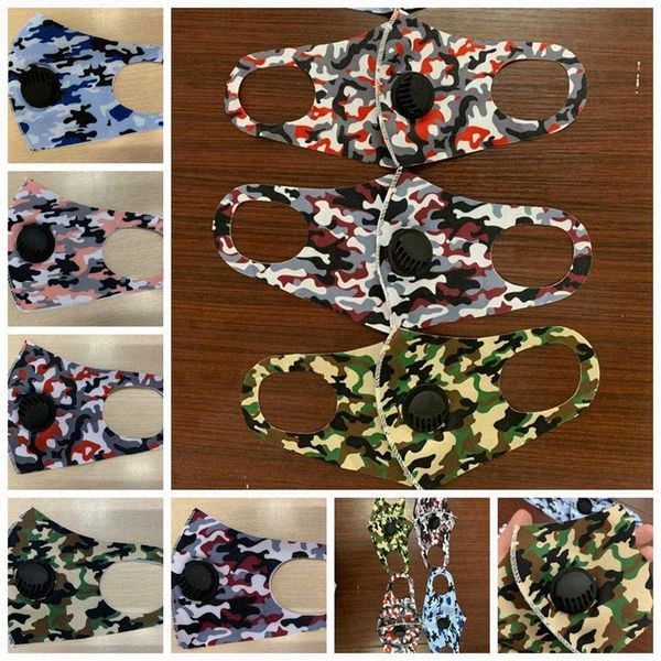 

camouflage valve masks reusable 5styles mask cotton washable rra3270 mask mouth anti-dust silk face camo ice designer face gdwl# tmxu