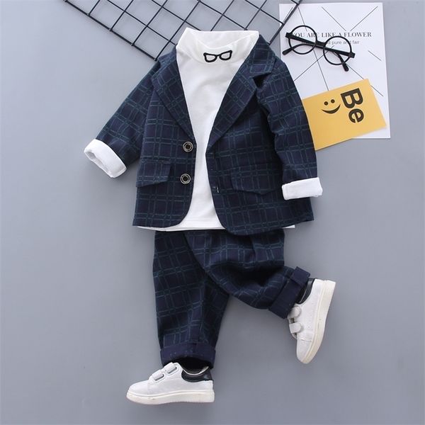

spring autumn children gentleman clothes kids boys cotton suit t-shirt pants 3pcs/sets baby formal clothing infant tracksuit 220212, White