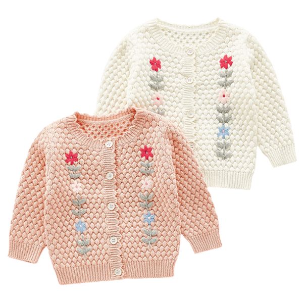 

toddler jacket new girls embroidery cotton knitting cardigan girl coat infant baby sweater q1103, Blue;gray