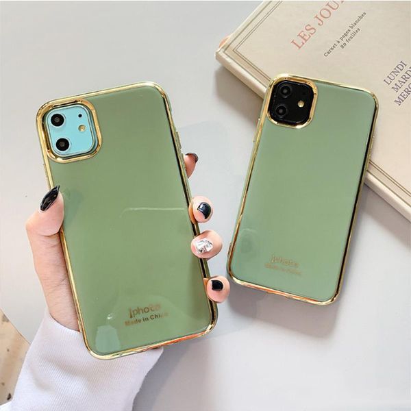 

гальванический глянцевые сплошной телефон случаи цвета для iphone 11 pro max xr xs max x-7 6 6s plus soft противоударного yxlfxr cases2010