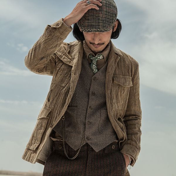 

soarin minority design hunting coat men's may khaki cotton linen casual slim work jacket
