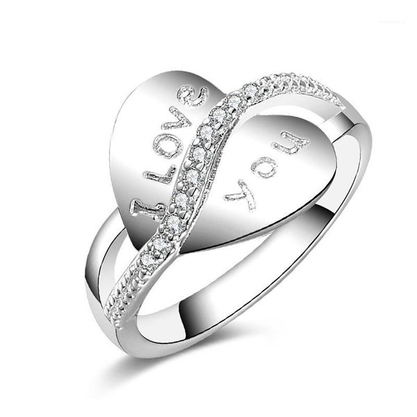 

new silver-plated female ring personality charm temperament female wild heart-shaped zircon hand jewelry1, Slivery;golden