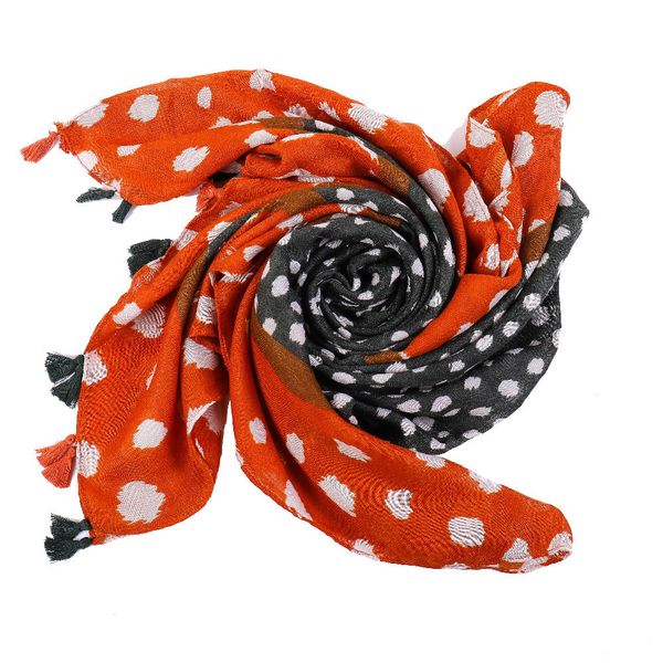 

2020 wind dot pattern new cotton hemp women's warm scarf shawl, Blue;gray