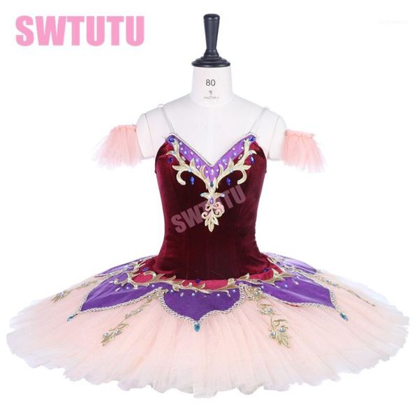 

wine red classical ballet dress women pancake professional ballet tutu nutcracker ballerina costumes for girlsbt92611, Black;red